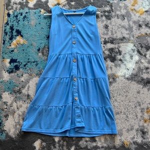 Carnation blue/baby blue flows mid-length dress. Pockets. Used once.